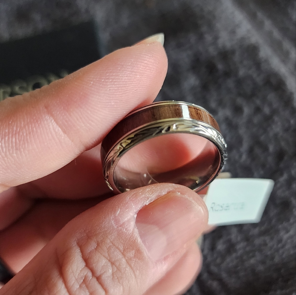 Larson Jewelers Titanium Men's Rings w/Wood Inlay - Picture 6 of 16
